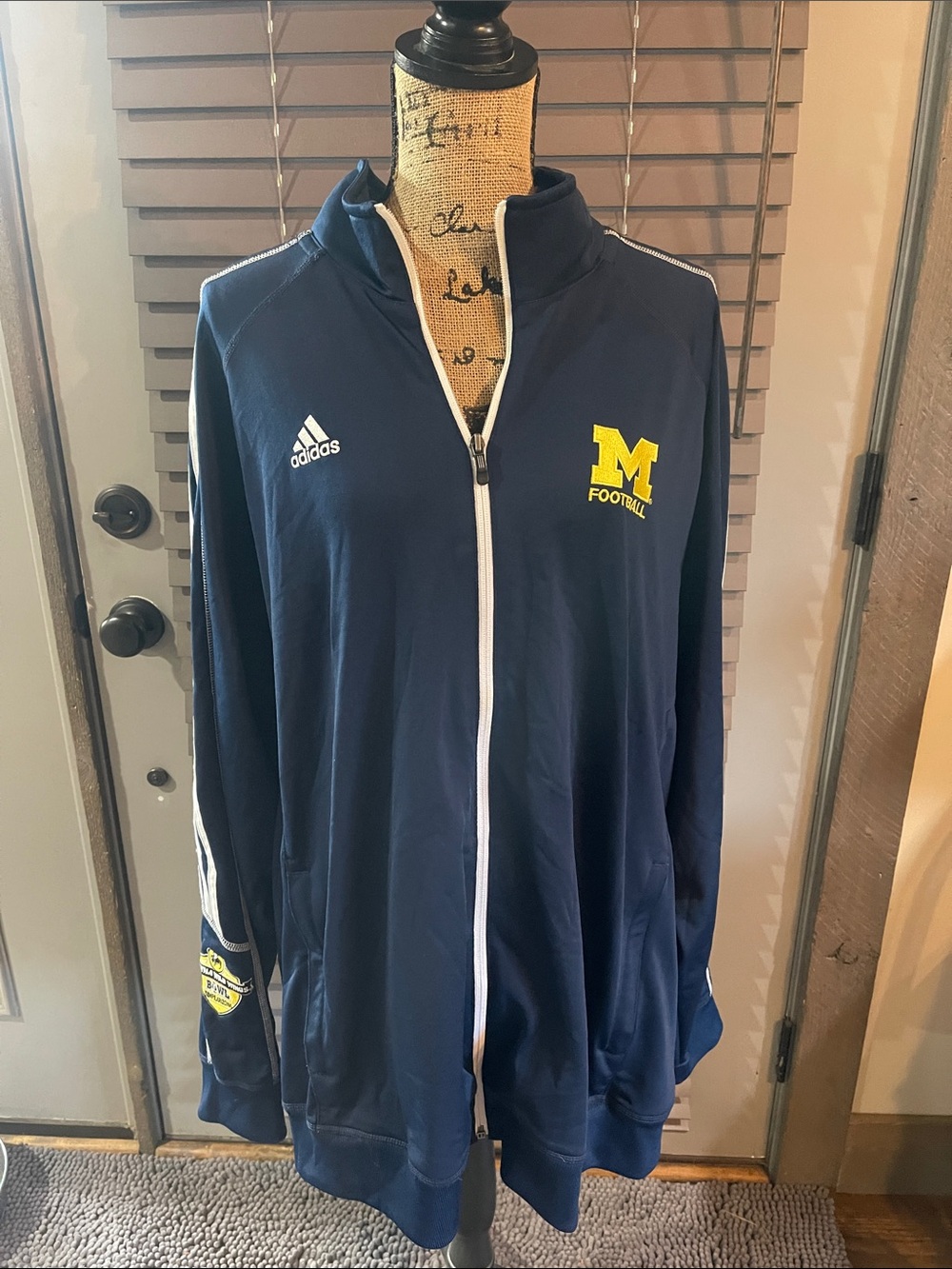 adidas Navy & Yellow Michigan Football Track Jacket 2013 Buffalo Wild Wings Bowl